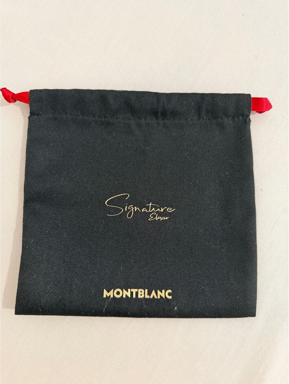 Montblanc Signature Elixir Black Drawstring Dust Bag Pouch 7.5 x 6 In